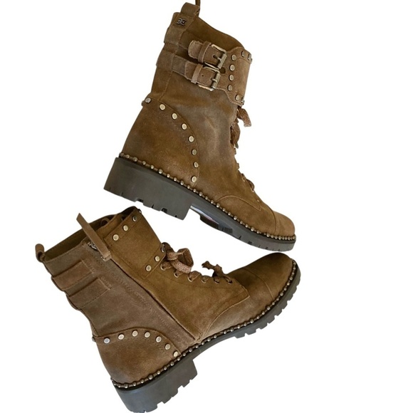 SAM EDELMAN Jennifer Studded Suede Combat Ankle Boots NEW - Picture 6 of 10